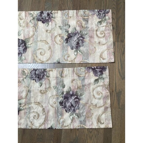 One Vintage Croscill Chambord Purple Amethyst Rose Curtain Window Valances - Picture 6 of 9